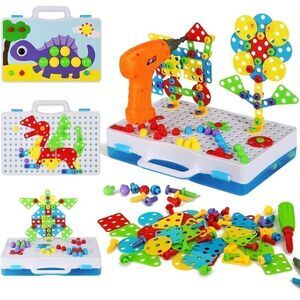 Drill Set Building Blocks 224 Pieces Mosaic Drill Set for Kids STEM Learning New